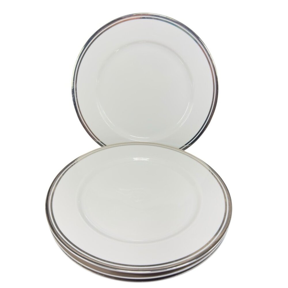 2005 Royal Doulton Pure Platinum Double Silver Band Plate Dish 10.5inch Set 4